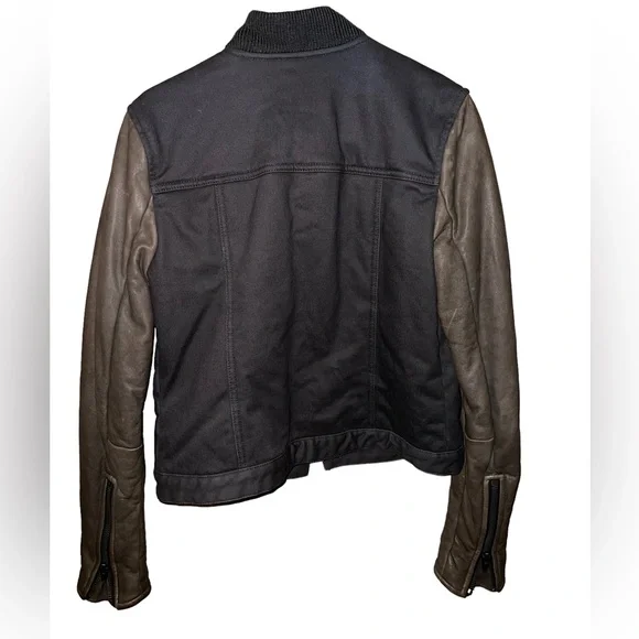 Alexander Wang Bomber Leather Sleeve Jacket - Picture 2 of 5